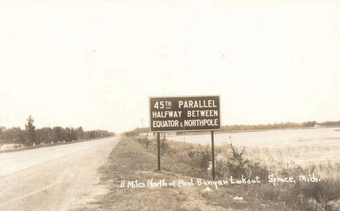 45th Parallel Marker - Vintage Postcard (newer photo)